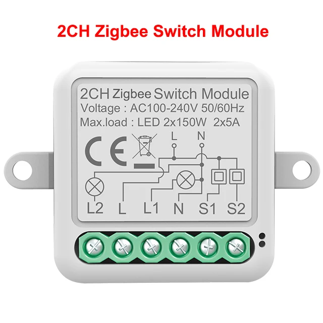 

Tuya ZigBee 3.0 Switch Module 10A Smart Home DIY Breaker 1 2 3 4 Gang Supports 2 Way Control Works With Alexa Google Home