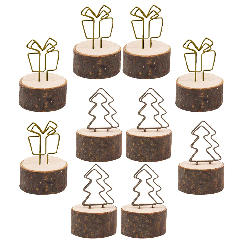 

10 Pcs Wooden Card Holder Table Number Stands Gift Picture Holders Clips Wedding Favors Photo Business