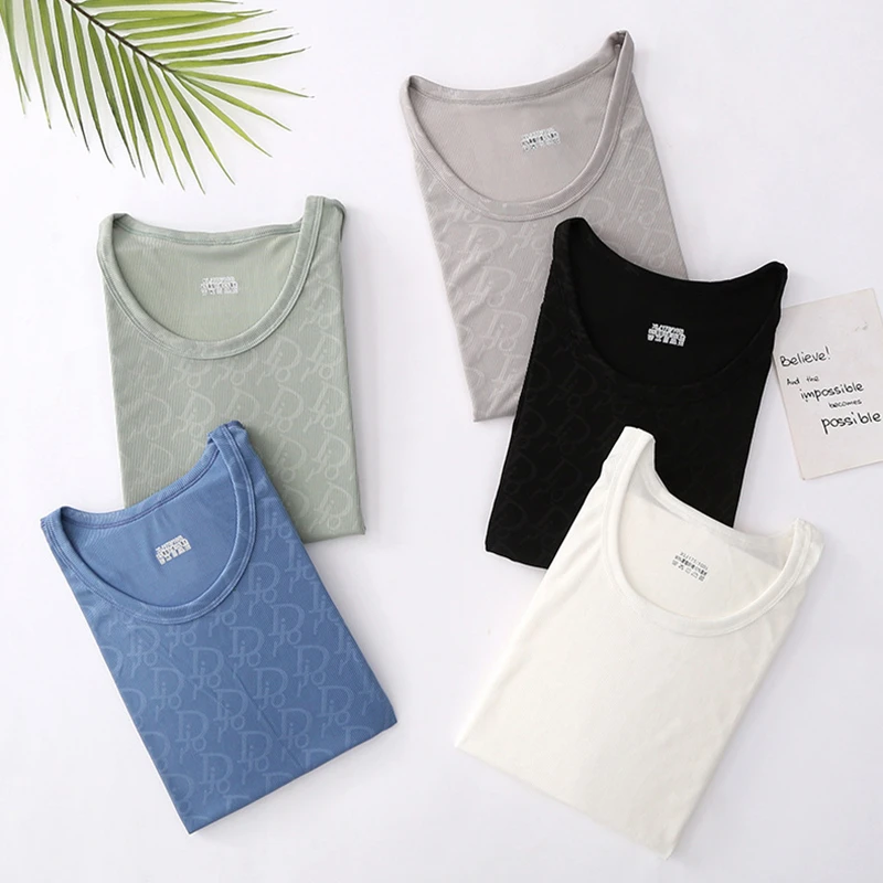 Summer Men's Pajama Sets Fashion Printing Homewear Ice Silk Short Sleeve T-shirt Shorts Suit Sleepwear 2 Piece Set Loungewear