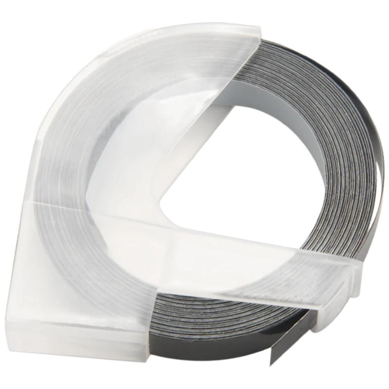 

5 Roll Embossing Label Tape Self-Adhesive 3D Plastic 9Mm X White On Black For Dymo Embossing Label Makers