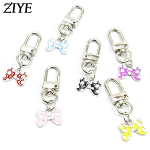Cute Colorful Bowknot Keychain Zinc Alloy Enamel Charms Key Chain Earphone Case Accessories Bag Pendants Jewelry Gifts Wholesale