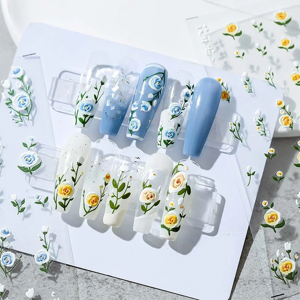 

Модные минималистичные 5D наклейки для ногтей с гравировкой, очаровательные Мультяшные наклейки для ногтей с медведем, самоклеящиеся релье...