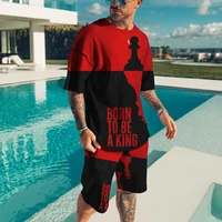 3d print t shirt mens sports suits oversized 2 pieces tops and shorts tracksuits causal o neck athletic sets summer clothing
