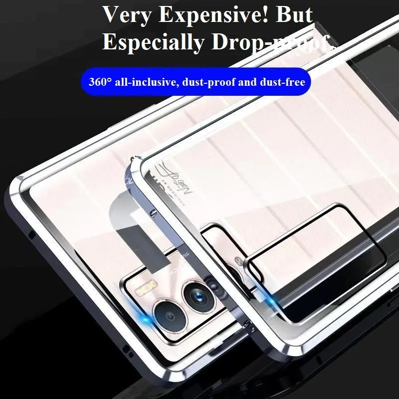 metal magnetic double sided tempered glass phone case all inclusive lens anti drop cover for realme gt master explorer edition free global shipping