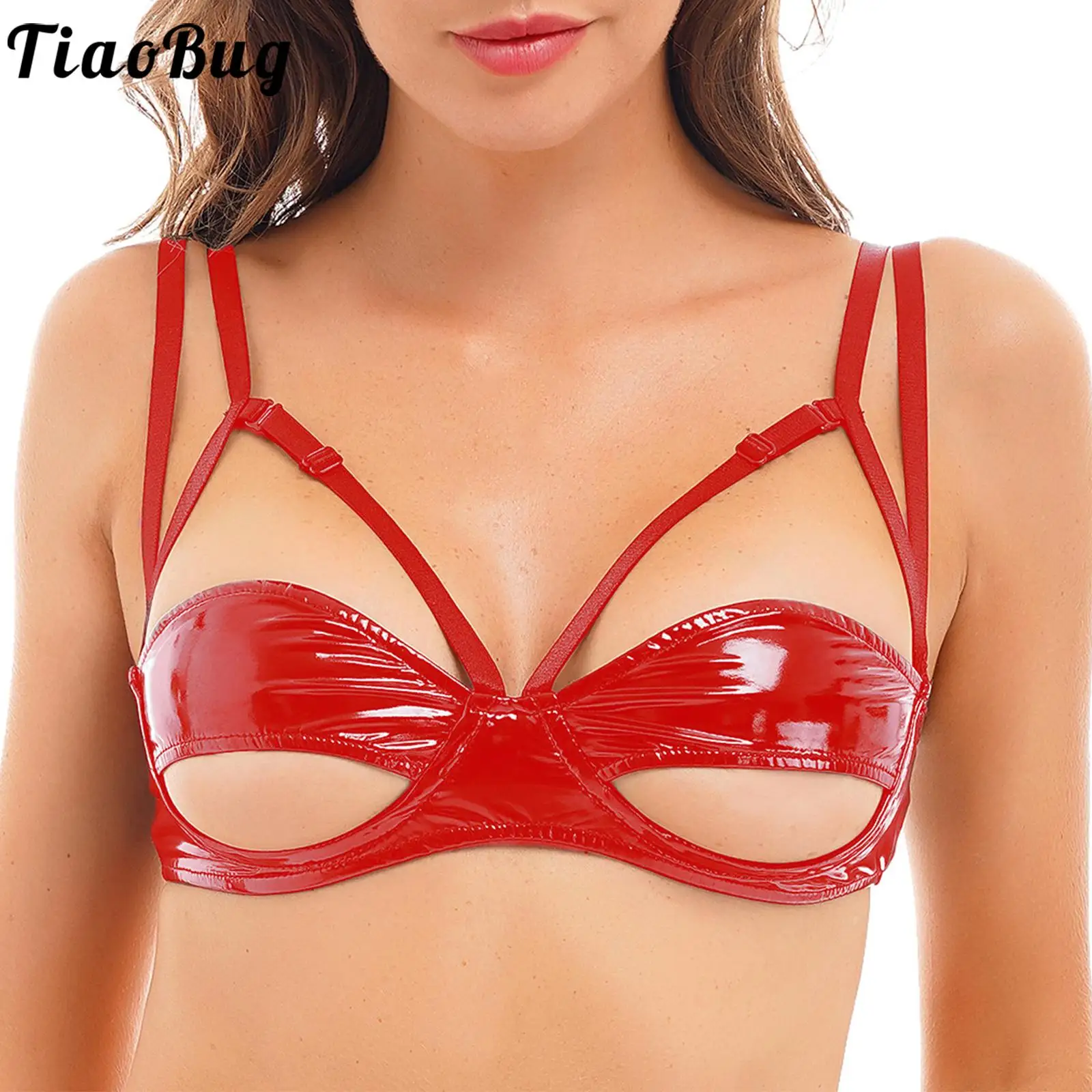 

Женский латексный бюстгальтер без подкладки, нижнее белье, сексуальный бюстгальтер без косточек на бретельках с вырезами, топы, бюстгальте...