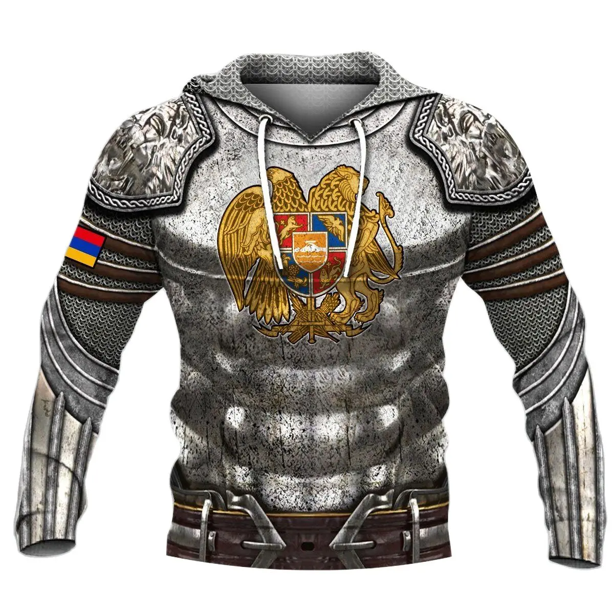 Худи мужское хлопковое с 3D принтом плотный свитшот флагом львом Орлом