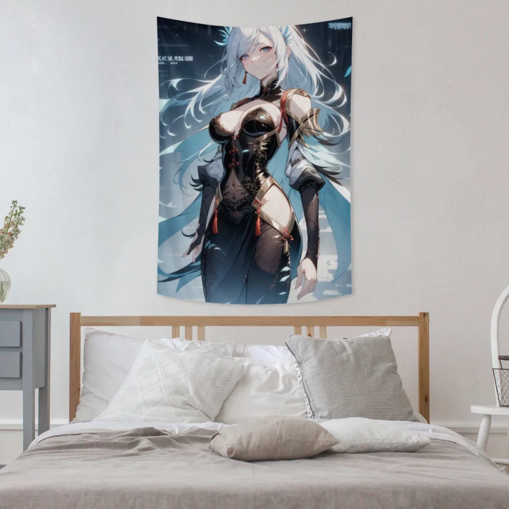 

Custom Genshin Shenhe Tapestry Game Character Gu Chen A He Wall Hanging Room Decor Aesthetic Lovely Poster