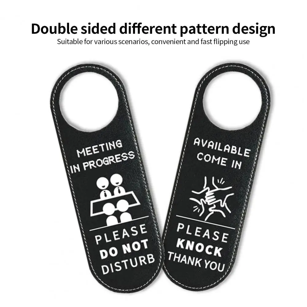 

Door Sign Waterproof Faux Leather Door Hangers for Office Hotel Meetings Double Reminder Signs to Avoid Disturbances for Cafes