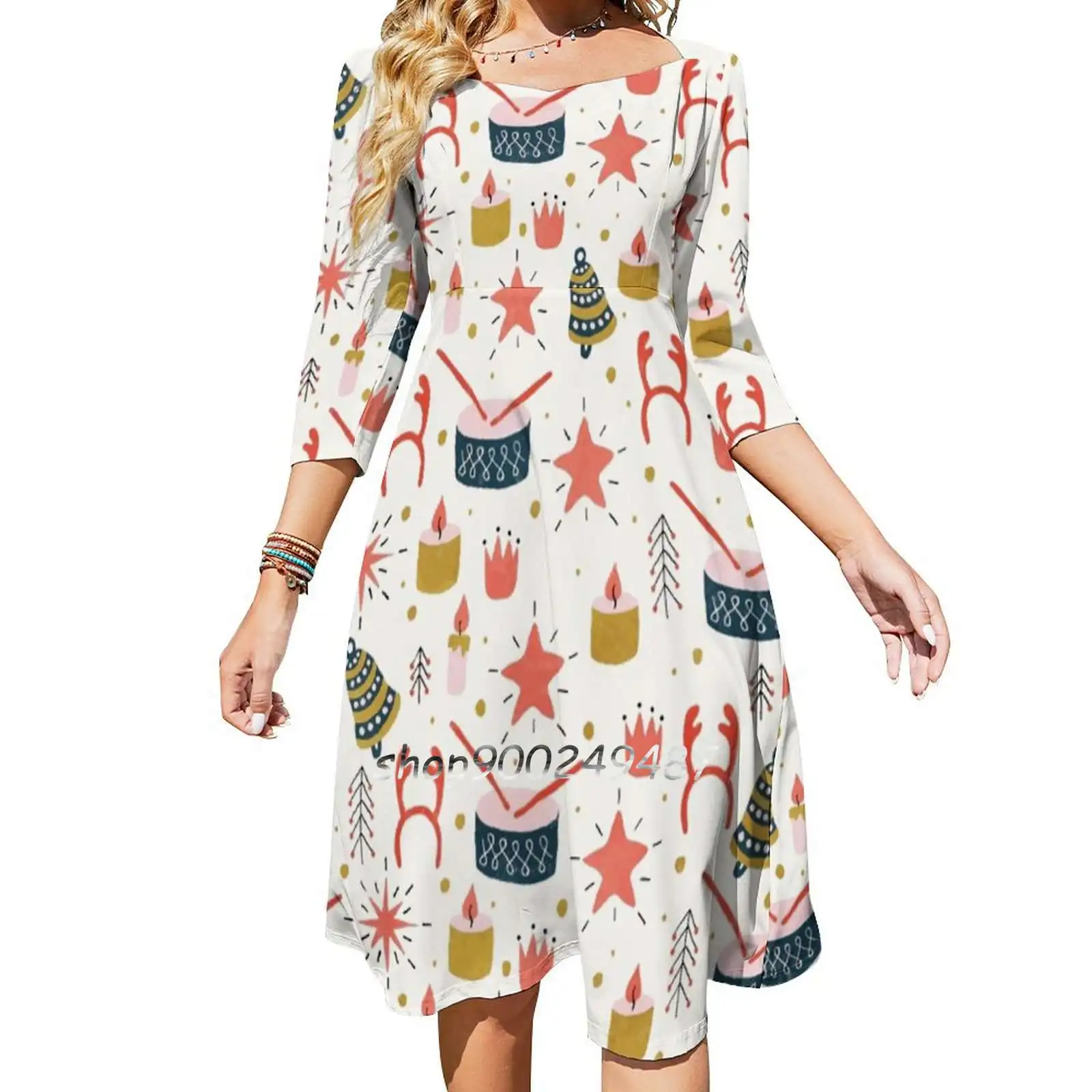 Рождество с игрушками Вечерние платья Миди Сексуальное платье Женское милое