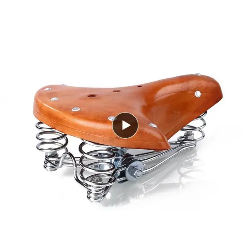 

Waterproof Leather Vintage Bicycle Saddle Three Spring Saddle Bicycle Seat Fashionable Cowhide Saddle Seat Bicycle Seat Cushion