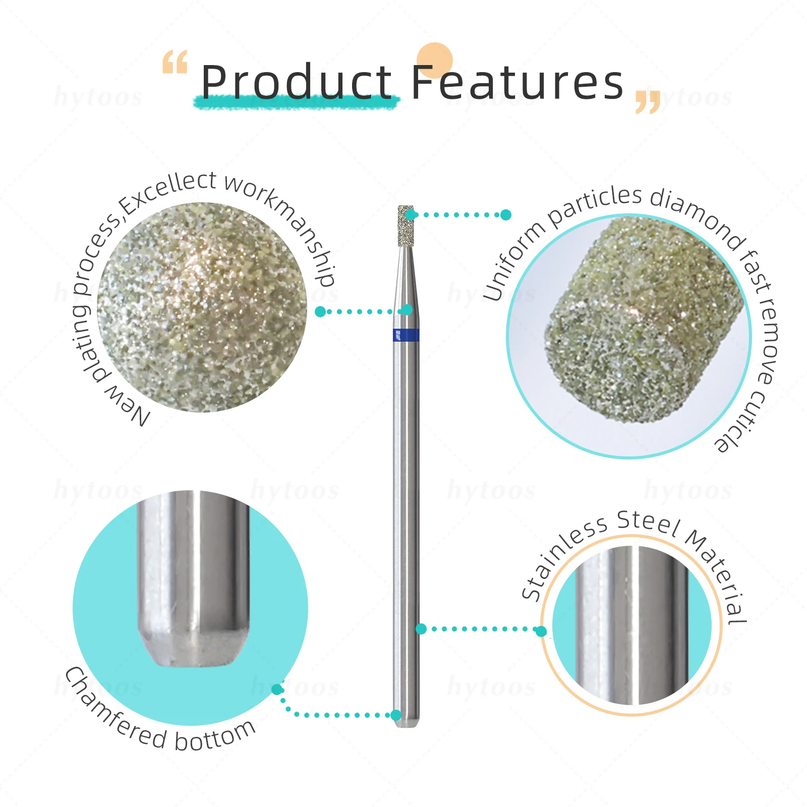 HYTOOS Мини-бочонок Алмазное сверло для ногтей Русская кутикула Clean Burr