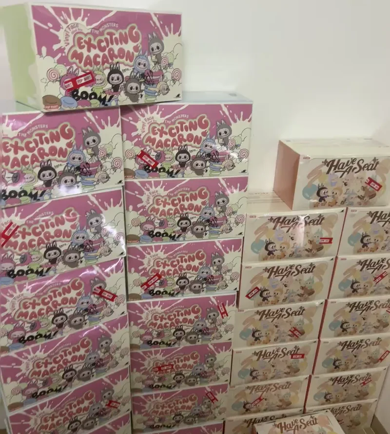 Высокое качество Kawaii 17 см Labubu V1 The Monsters слепая коробка игрушки Cardiac Macarone подарки