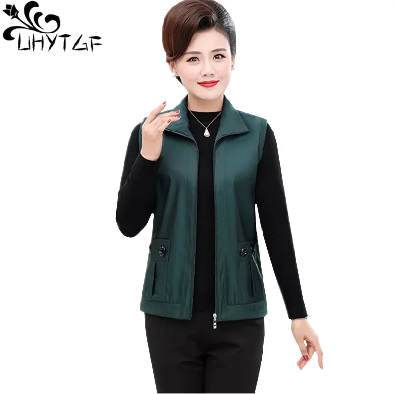 

2022NEW Womens Vest Elegant Mother Spring Autumn Vest Waistcoat Female Sleeveless Jacket 5XL Loose Size Vests Thin Tops Coat 59
