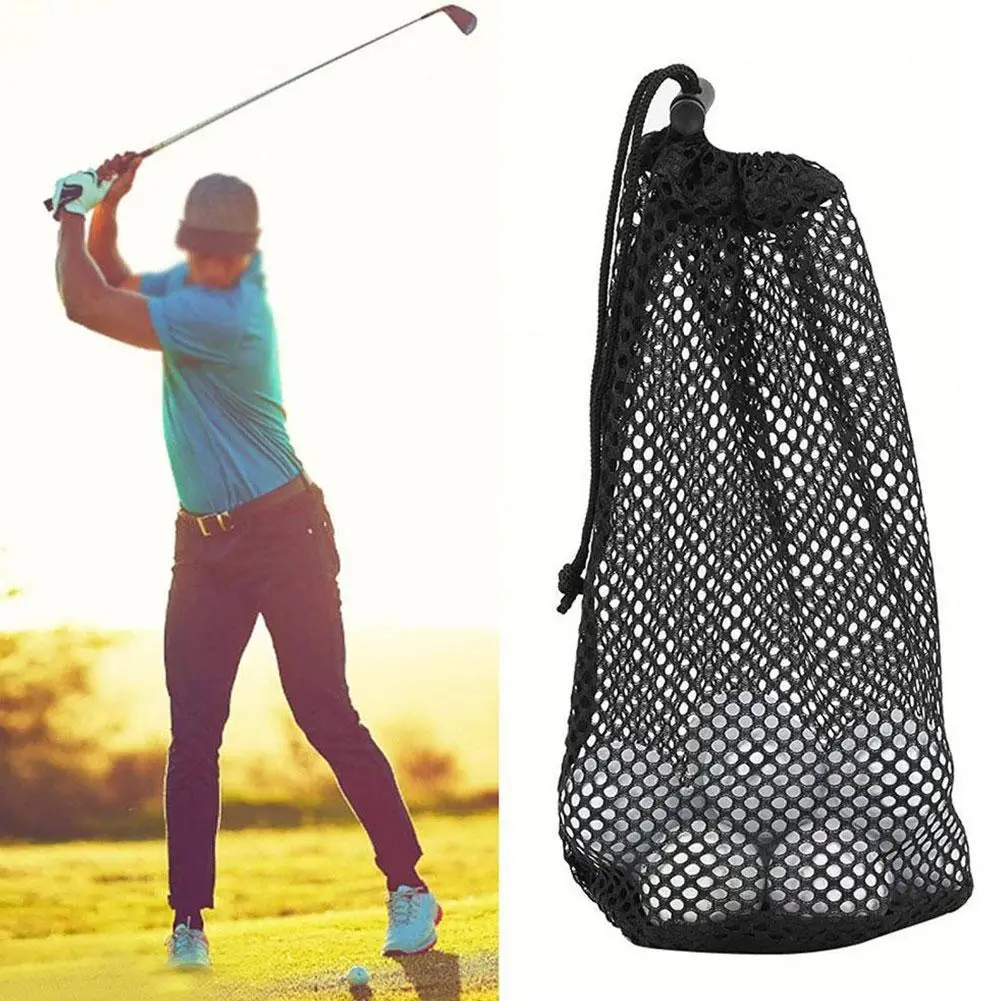 1pcs Golf Ball Bags Golf Storage Can Hold 24/56pcs Black Nylon Mesh  Drawstring Bag Durable Versatile Sports Accessories