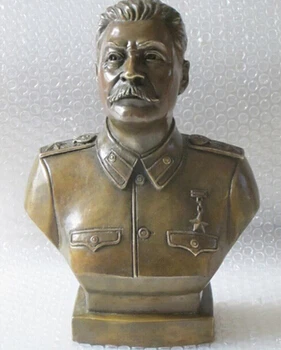 

Antique bronze Pure Copper Brass 12 " Western Art escultura de cobre de bronce Stalin estatua del busto