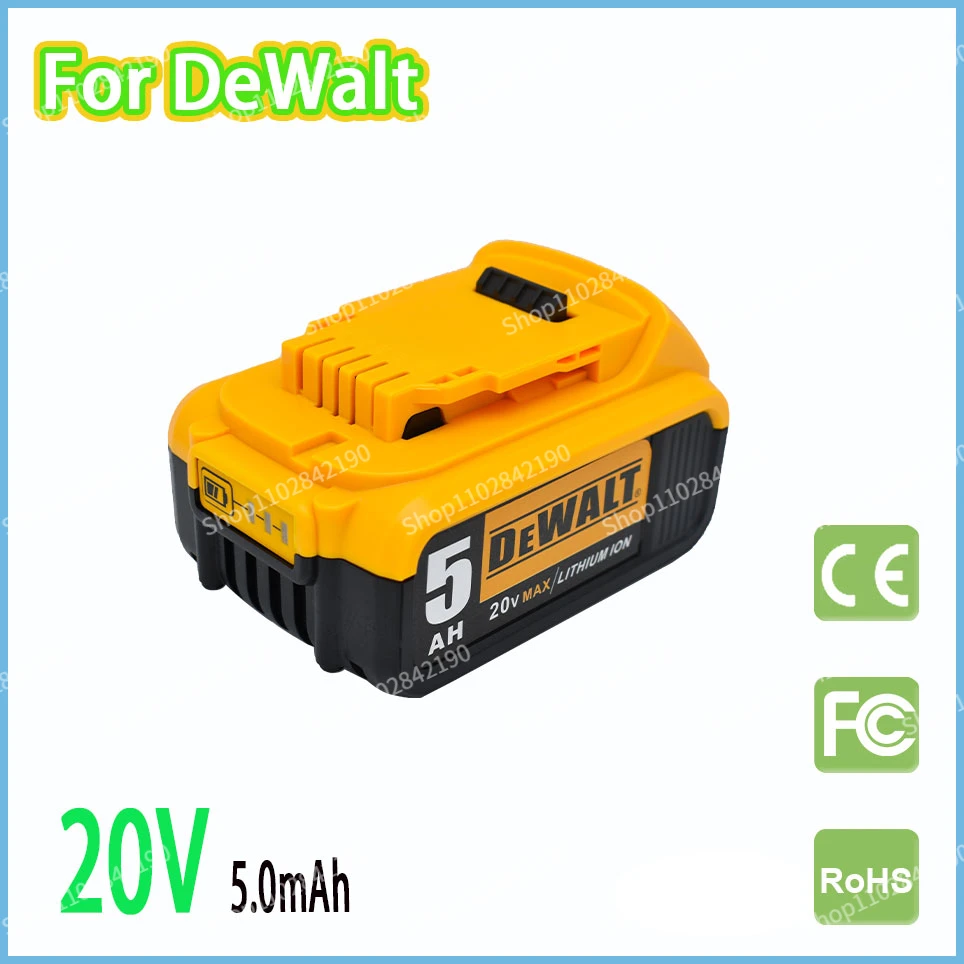 

DeWalt 20V 5.0AH 100% original rechargeable power tool battery, 18650 lithium battery, DCB205DCB204-220V DCB2066000mAh