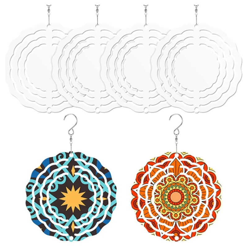 

6 Pack 3 Inch Sublimation Wind Spinner Blanks 3D Wind Spinners Hanging Wind Spinners For Indoor Outdoor Garden Decoration