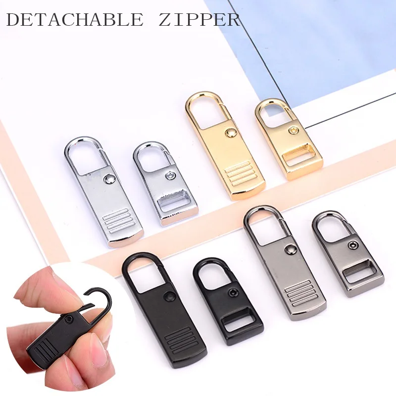 

2pcs Zipper Pull Head Metal Zipper Replacement Clip Lightning Repair Kits Buckle Fixer Zip Zipper Slider DIY Sewing Craft Kits