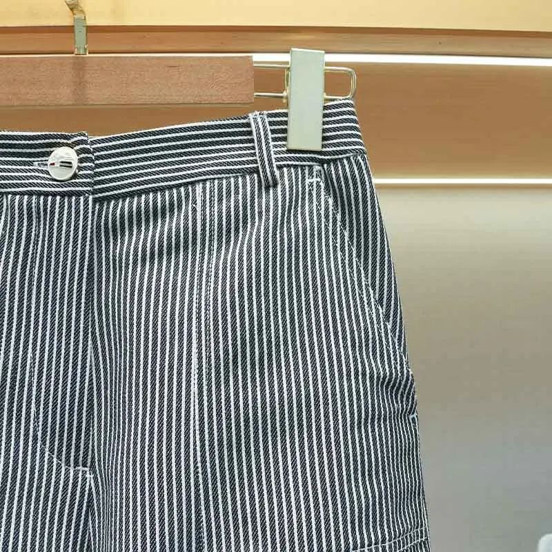 

Striped High Waist Wide Leg Shorts Women 2023 Spring New