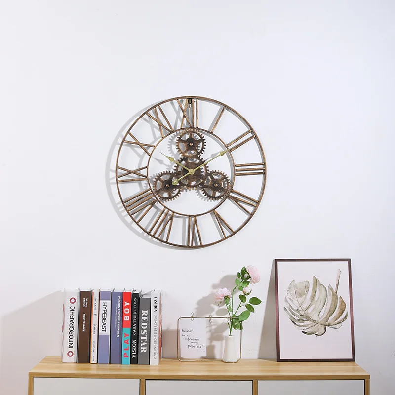 

Vintage Silent Wall Clock Decoration Living Room Mechanism Art Unusual Metal Wall Clock Reloj Pared Home Design Free Shiping