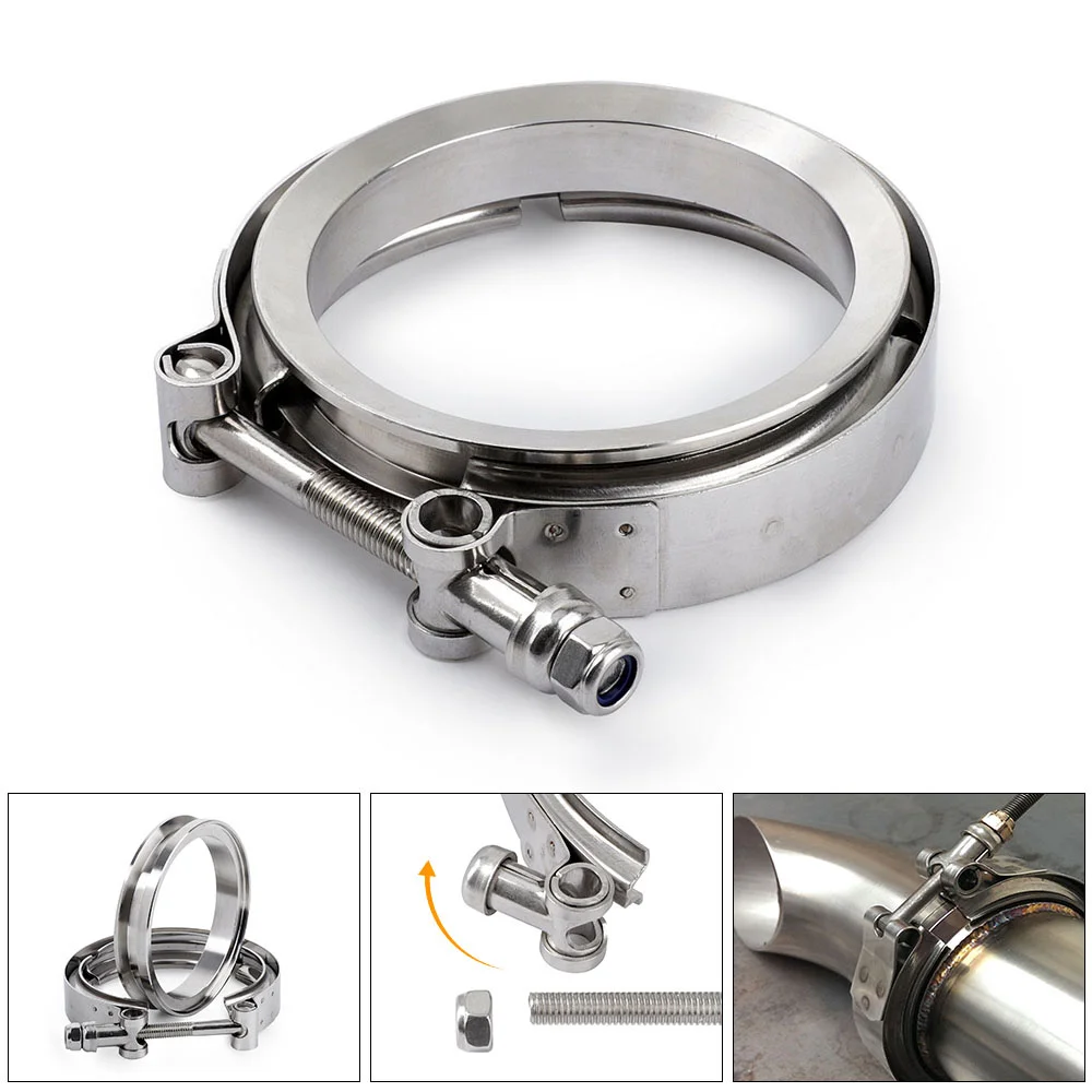 

4" 304S Stainless Steel For S369 SX SX-E S200 S300 Car Exhaust Flange Clamp V band Clamp Flange Kit