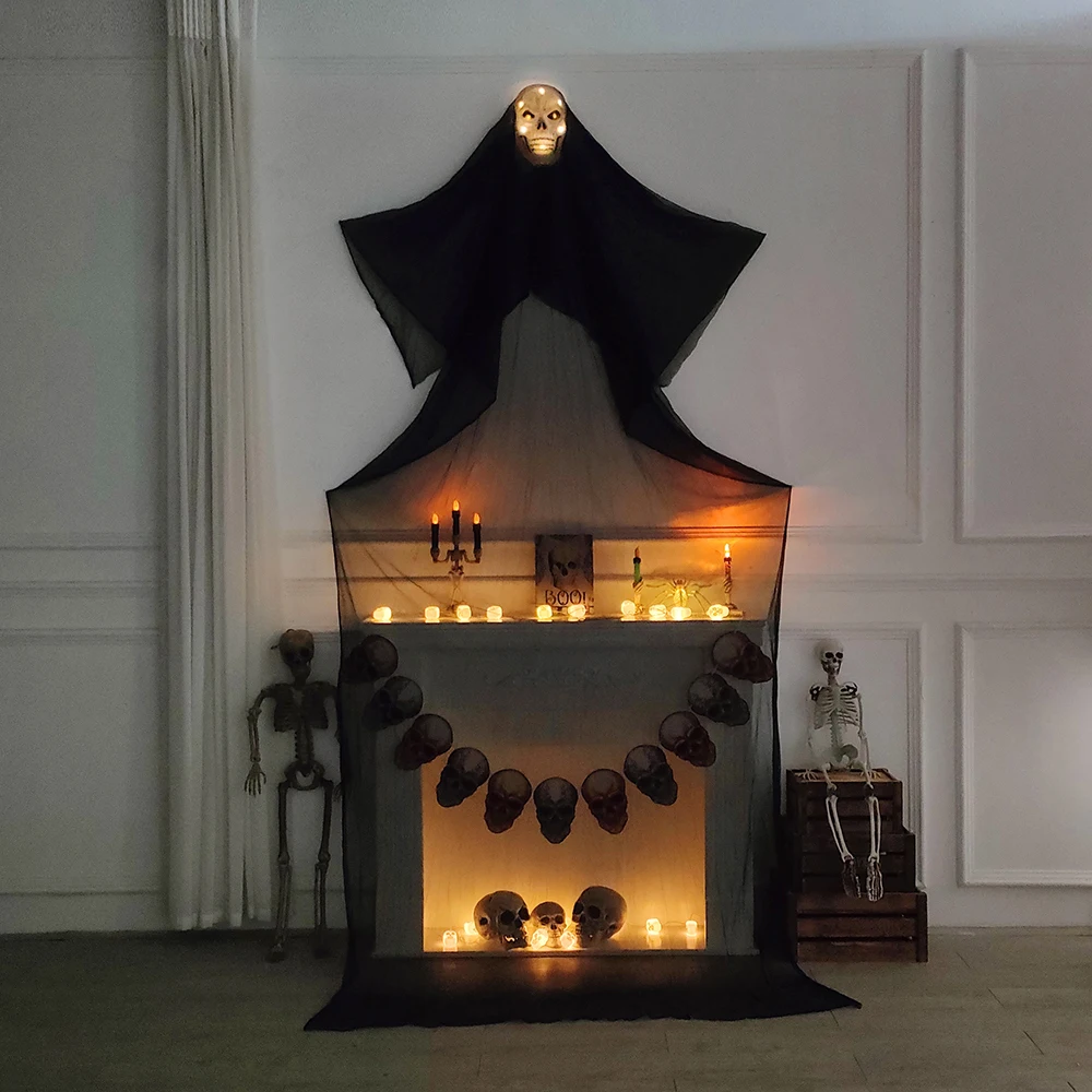 Подвеска в виде черепа на Хэллоуин сетчатая кукла-призрак украшение для дома и