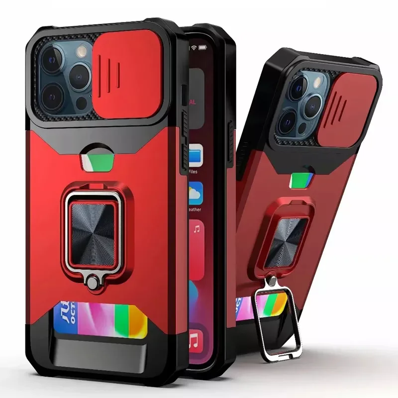 

Case for iPhone 13 Pro Max iPhone 12 Pro Max 11 Pro XS Max XR 6 7 8 Plus SE 2020 Card Armor Coque Stand Phone Case Cover