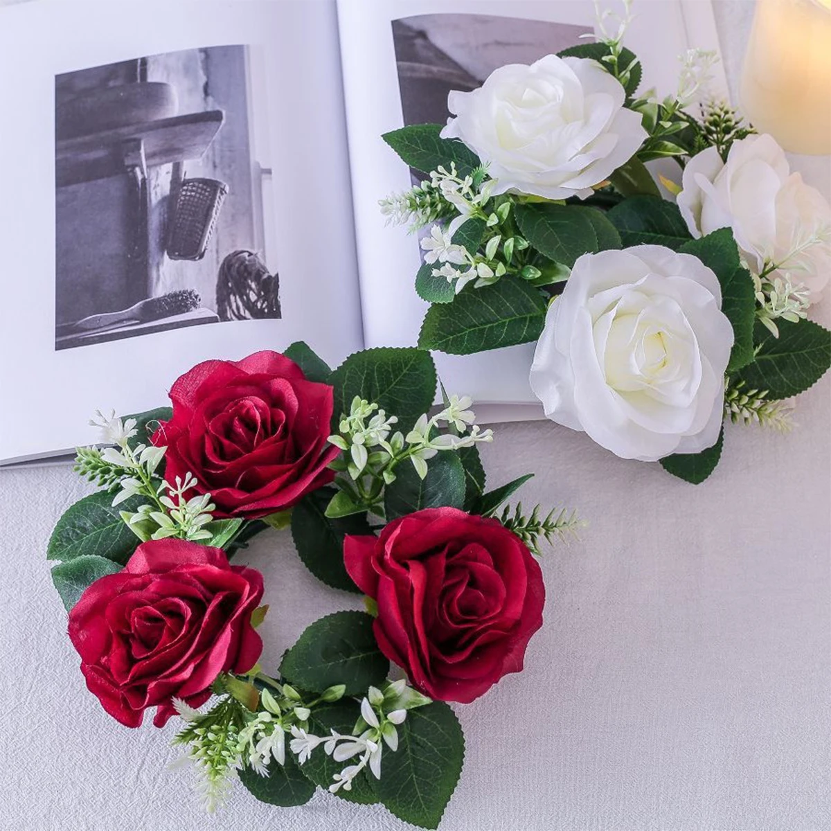 Цветочный подсвечник венок украшение для свадебной вечеринки искусственные