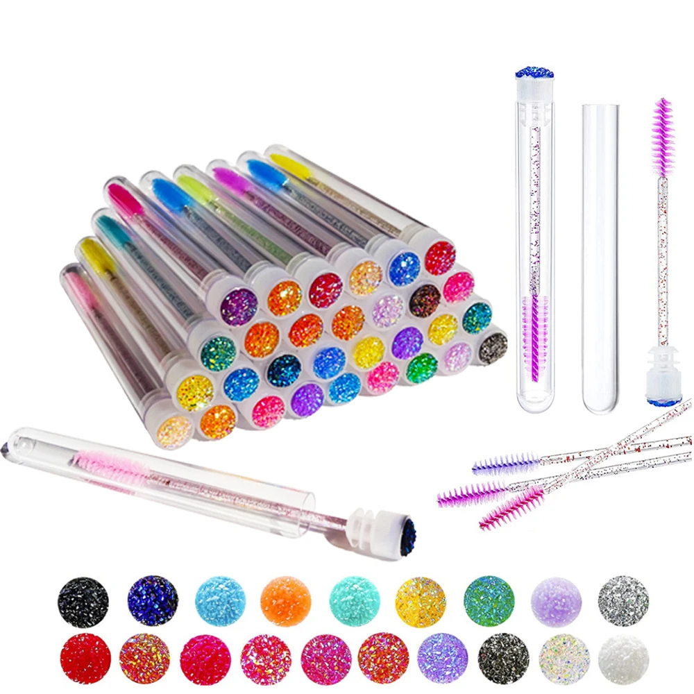 50/100pcs Reusable Eyebrow Brush Tube Disposable Mascara Wands for Eyelash Extension Replaceable Dust-proof Eye Lash Brushes