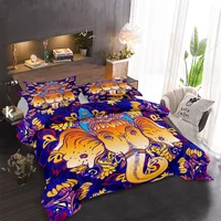 Bohemian Elephant King Queen Duvet Cover Boho Tropical Animals Bedding Set for Adults Psychedelic Mandala Polyester Quilt Cover
