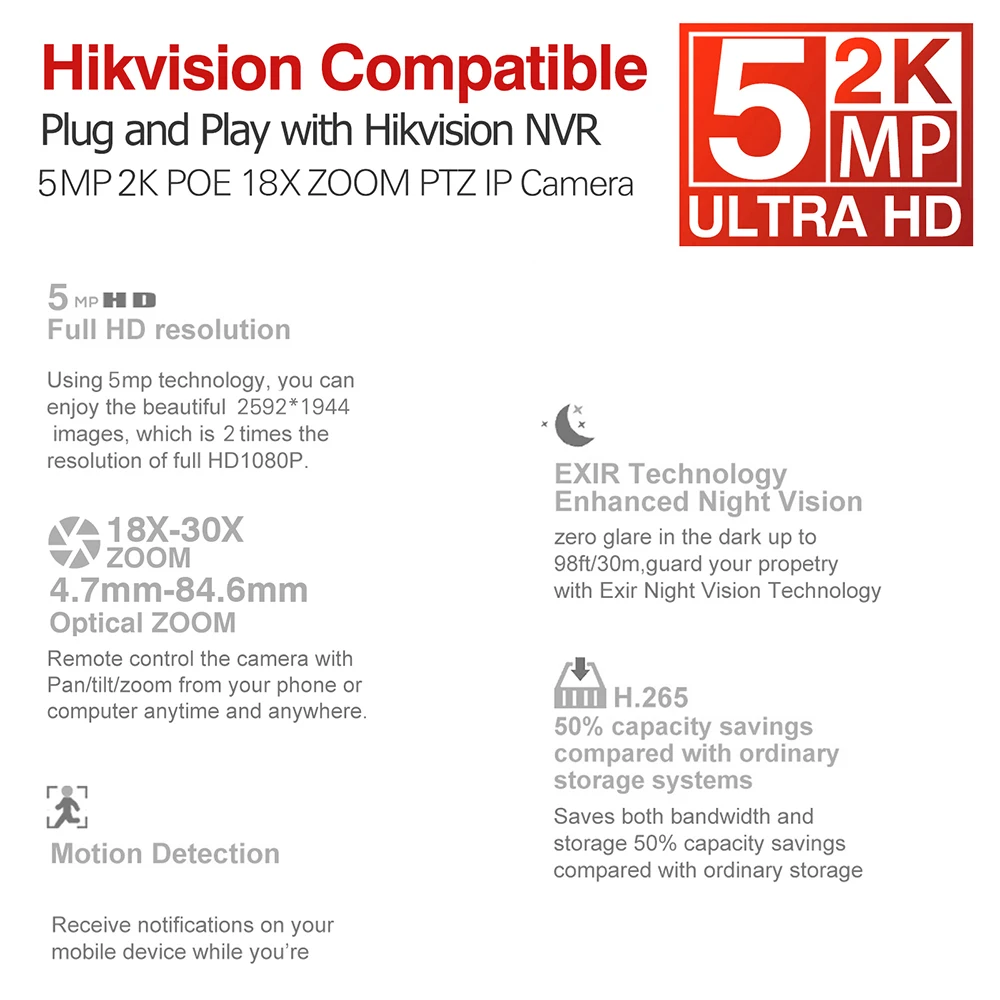 IP-камера видеонаблюдения VIKYLIN 5 Мп PTZ PoE 4 7-84 6 мм автофокус 18X-30X зум-Обнаружение 2K