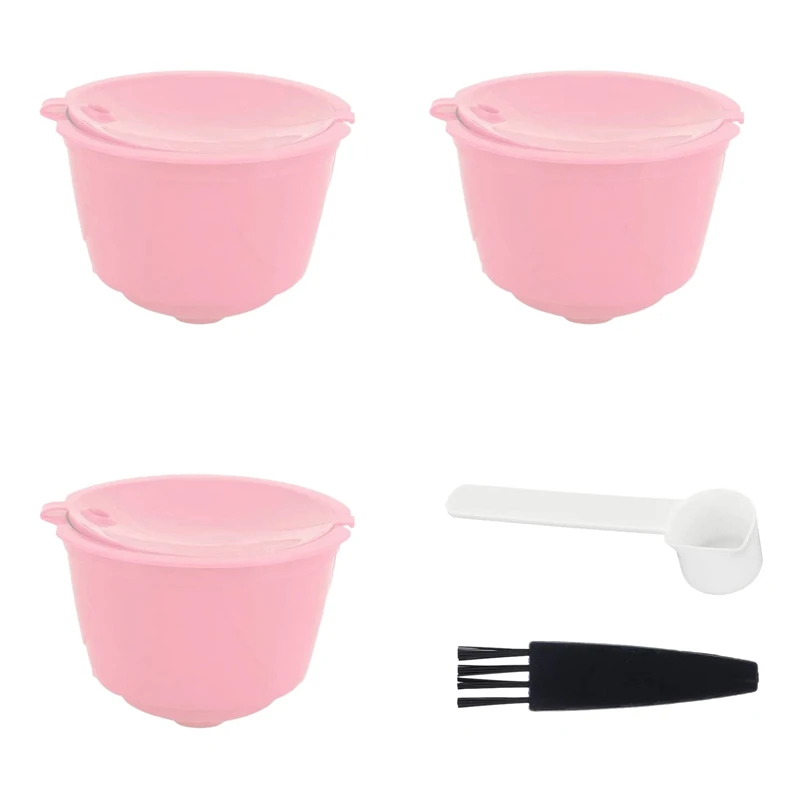 

HOT!3 Pcs Coffee Capsules Refillable Coffee Capsules Pods Reusable Universal Coffee Filter With Spoon Brush For Dolce Gusto