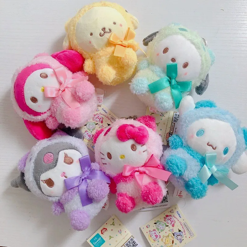 

Подвеска Sanrio японская для девочек, плюшевая подвеска с кулоном и сумкой в японском стиле Kuromi Mymelody Cinnamorol nakacco Onpompurin Hello Kitty, подарок для детей