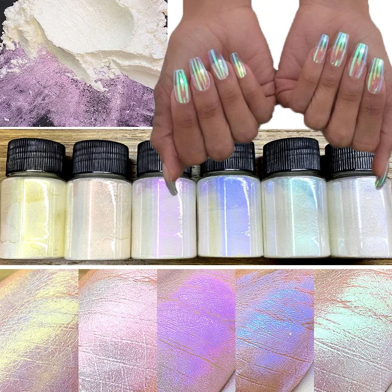 

400Mesh Nail Pearlescent Mica Powder Pigment 10g/bottle White Symphony Mermaid Powder Eyeshadow Soap Car Resin Paint Dye Pigment