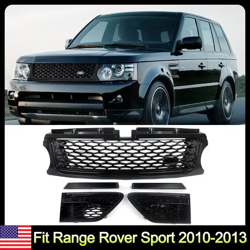 Для Land Rover Range Sport 2010 2011 2012 2013 глянцевая черная передняя решетка вентиляционные