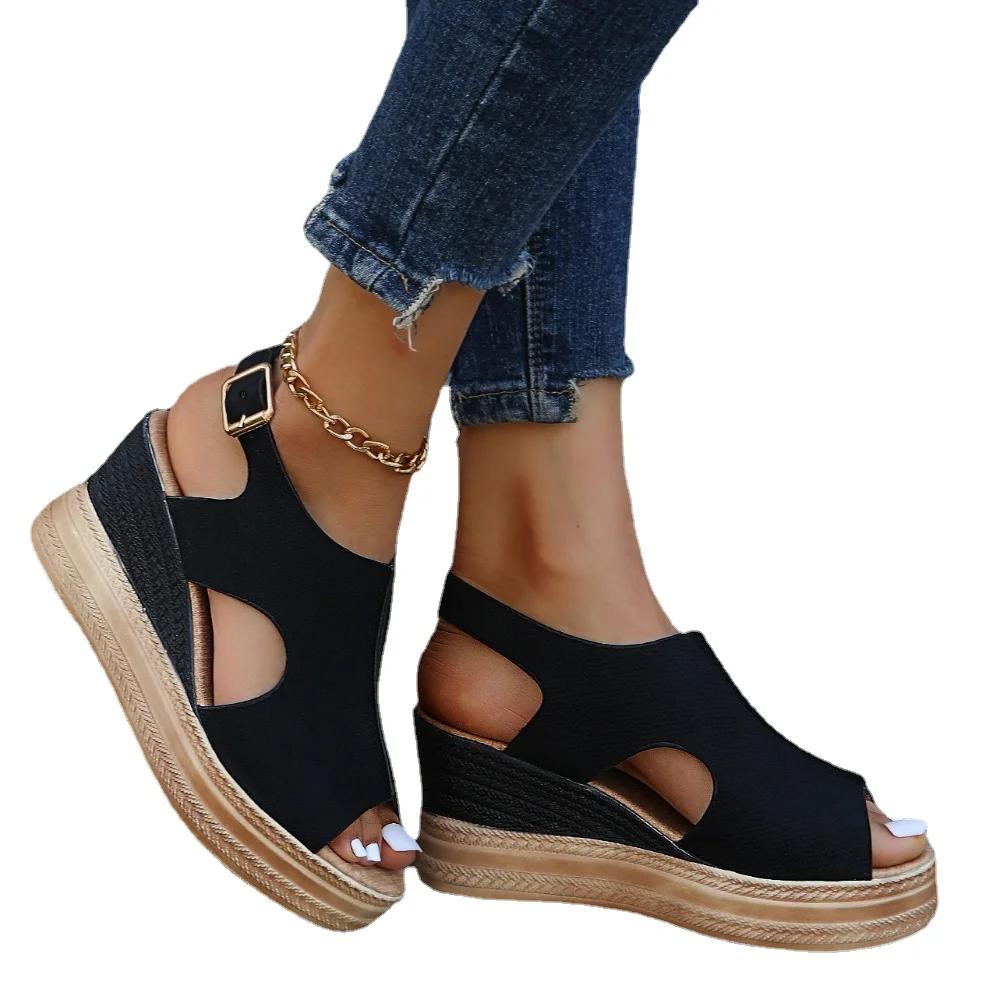 

2022 Women's Wedges Buckle Strap Sandals Summer Shoes for Women Sandalias Zapatillas Zapatos Mujer Verano Woman Chaussure Femme