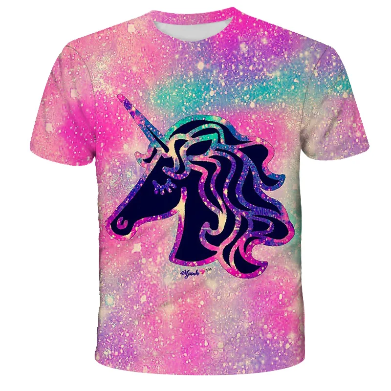 

Kids Unicorn T-Shirt Fashion Girls Casual T-Shirt 2022 Summer Cartoon Print Top Baby Cute Top T-Shirt 4-14 Years Old