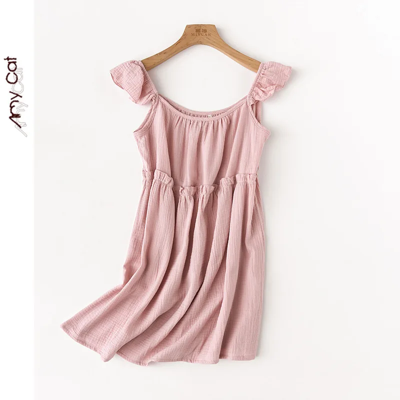 

2022 NEW Summer Girl's Sleep Dress 100% Cotton Pajamas Print Homewear Brief Short Lightgowns Sleepwear High Quality Clothing