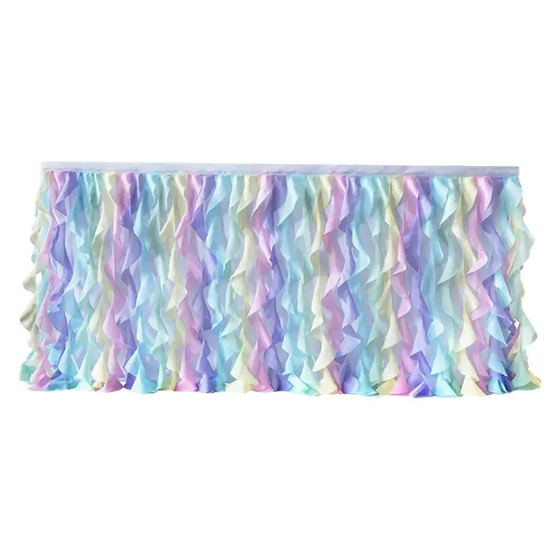 

6 Ft Mermaid Curly Willow Table Skirt Tulle Table Skirt For Rectangle Table Or Round Table Tutu Table Skirt For Wedding Party