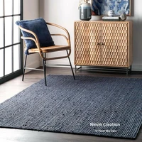 jute rug blue carpet natural jute reversible braided 7x9 feet style rustic look rugs and carpets for home living room