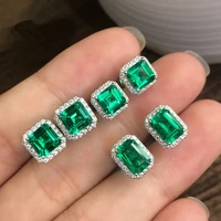 2022 new luxury green crystal square earrings aaa cubic zirconia wedding vintage stud earrings for women fashion female jewelry