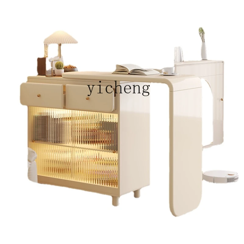 

XL Retractable Bar Partition Integrated Rotatable Wheeled Dining Table Multi-Function Locker