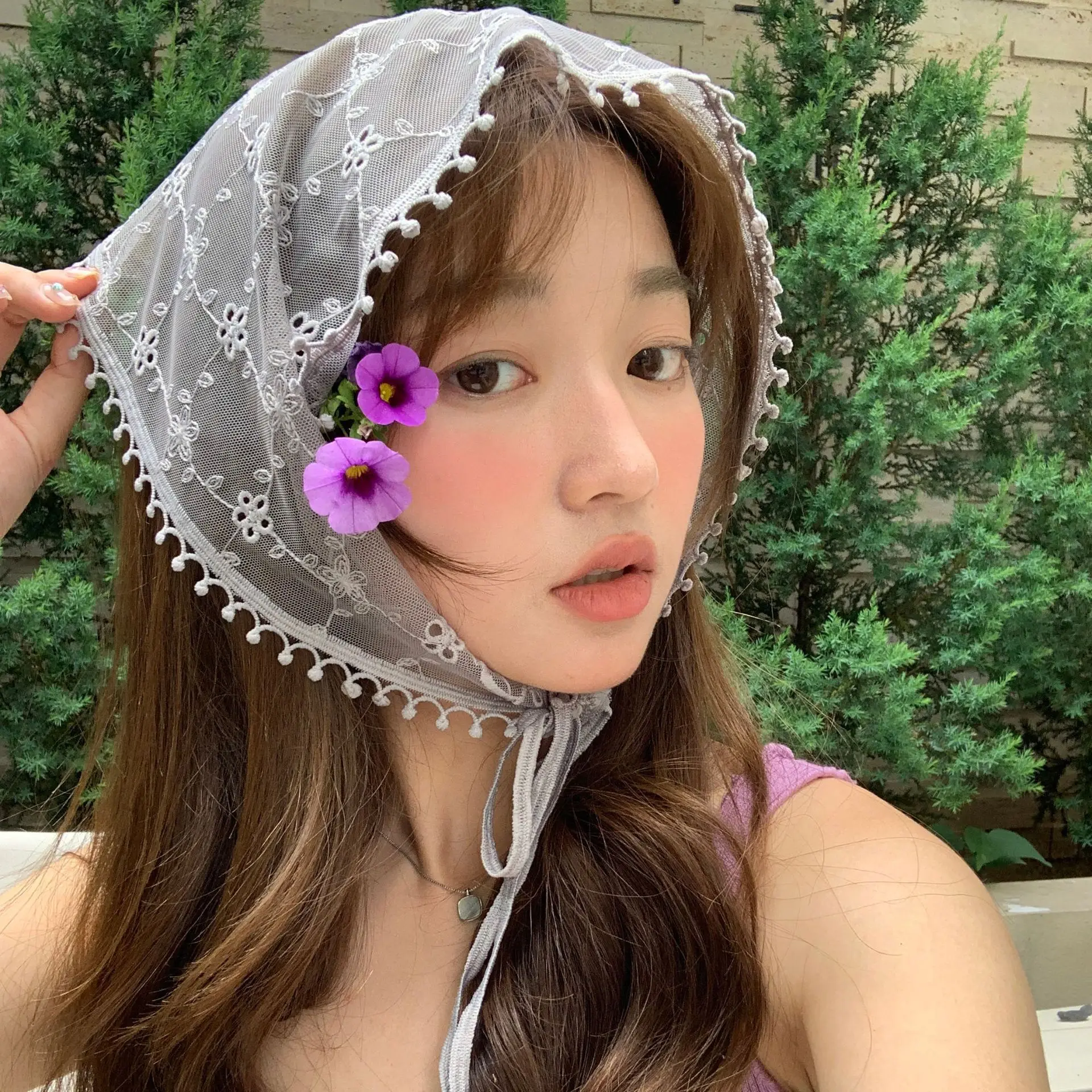 

Neck Scarf Hair Band Fashion Kerchief Bandanas solid Silk Women Girls Accessories Neckerchief Hairscarf Shawl Wrap lace scarves