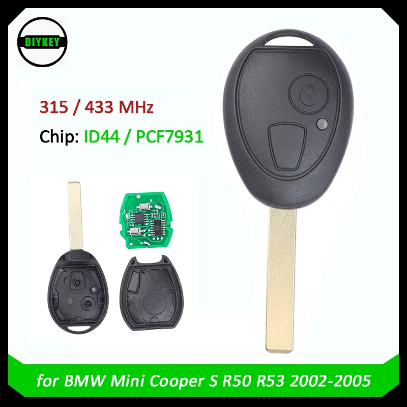 

DIYKEY for BMW Mini Cooper S R50 R53 2002-2005 Remote Key Fob FULL COMPLETE 315/433MHZ ID73 CHIP with code