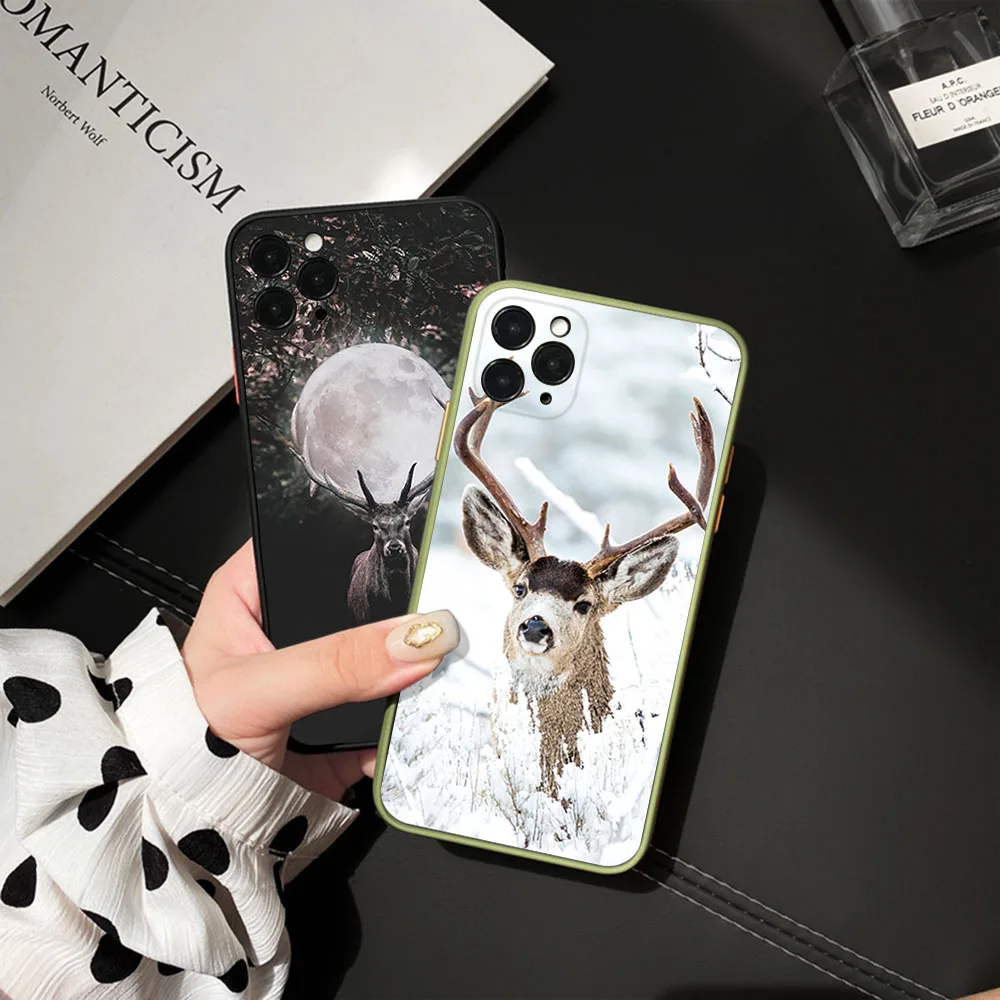 Чехол для телефона iPhone 15 Pro XS Max 14 7 8 6 6s Plus SE 11 12 13 Mini X XR Sika Thorold's Deer Leopard Черный