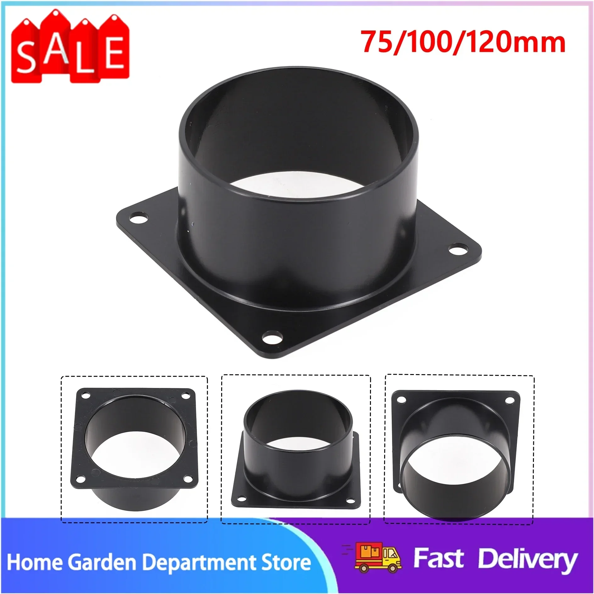 

75-120 мм Прямой фланец из АБС-пластика для вентиляционных труб, соединители воздуховодов, настенный фланцевый соединитель, аксессуары для обустройства дома