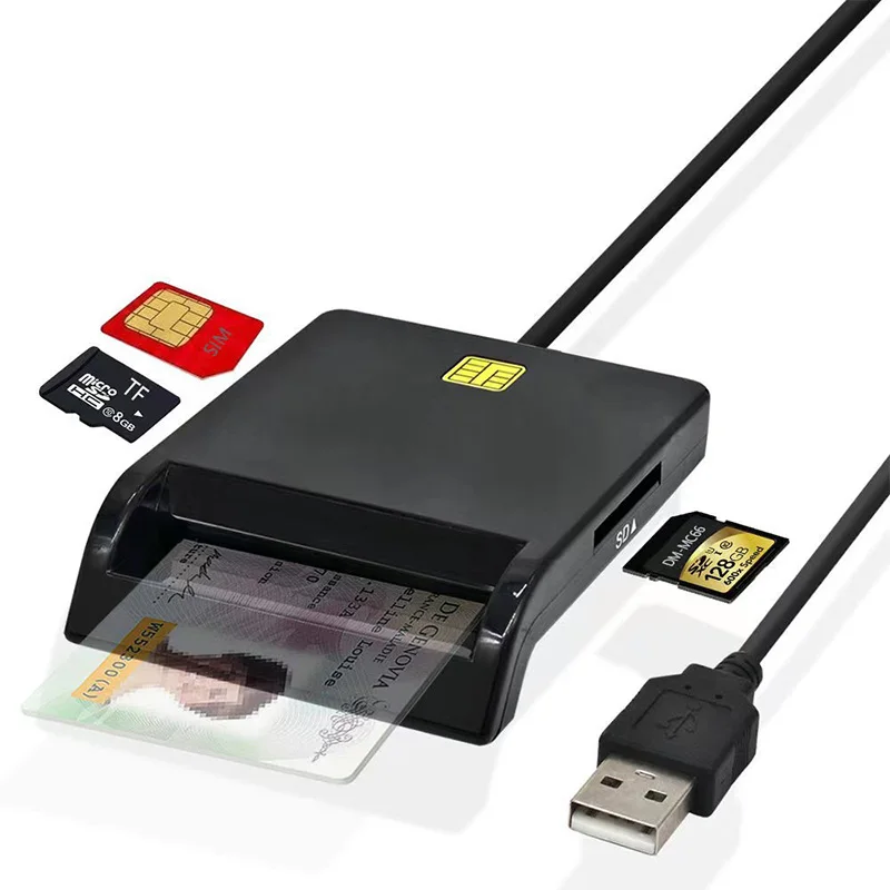 Считыватель смарт-карт USB SIM для банковских карт IC/ID EMV SD TF MMC Кардридеры ISO 7816 Windows 7 8