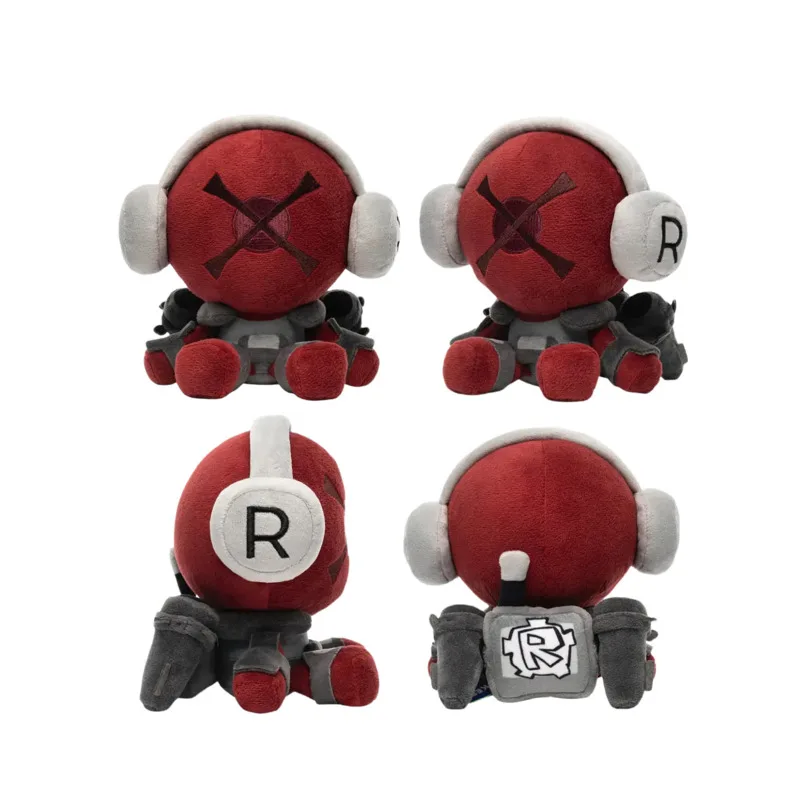Фото Плюшевая игрушка-робот Madness Combat Killdroid: Красный робот-убийца, мягкая кукла с пусковыми установками на плече, наушниками, подарок, декор №1