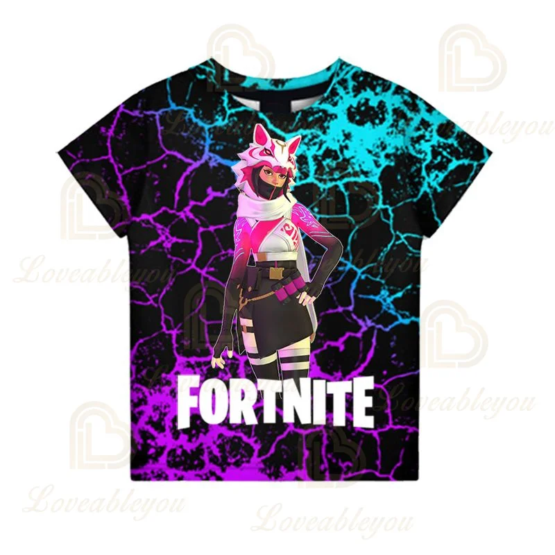 Летняя футболка с 3D-принтом игры Fortnite для мужчин и женщин Детская изображением