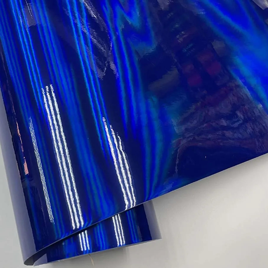 50 см * 152 см/лот Глянцевая синяя Радужная голографическая хромированная виниловая